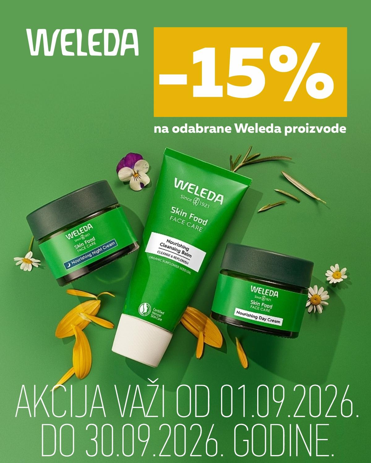 15% popusta na odabrane Weleda proizvode.
